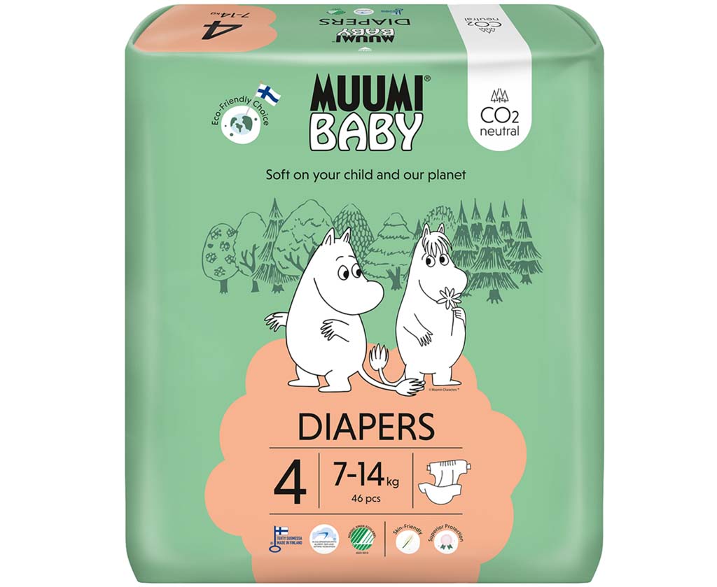 MUUMI Baby 4 Maxi 7-14 kg (46 ks), eko plienky