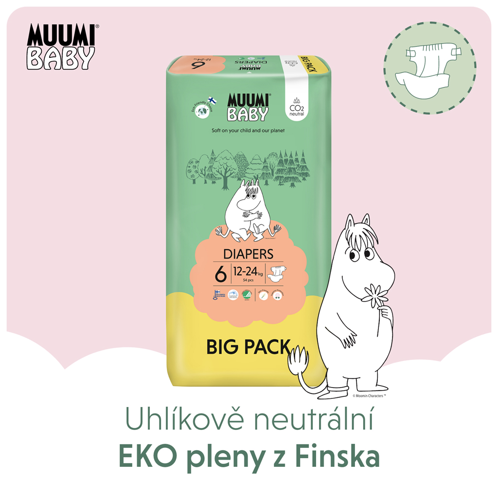 MUUMI Baby 6 Junior 12-24 kg (54 ks), eko plienky