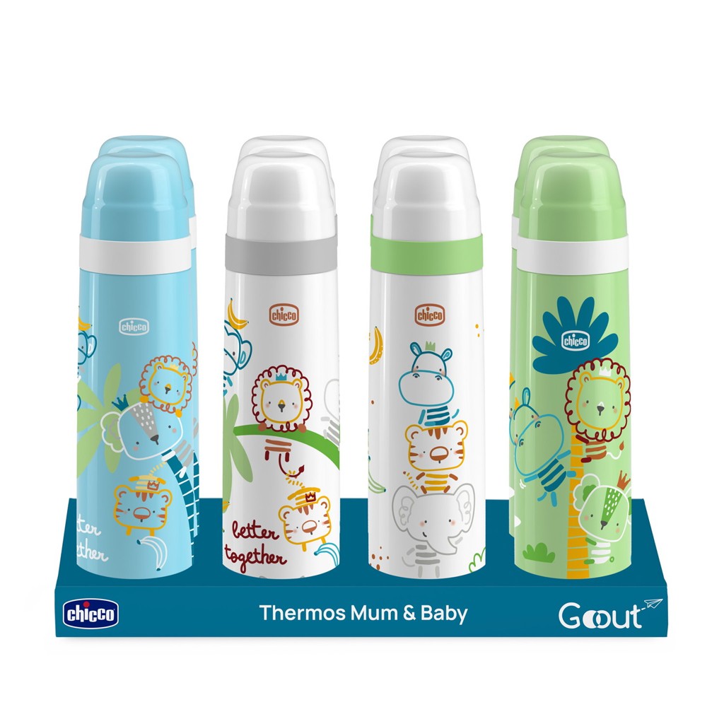 CHICCO Termoska zelená s obrázkami 500 ml