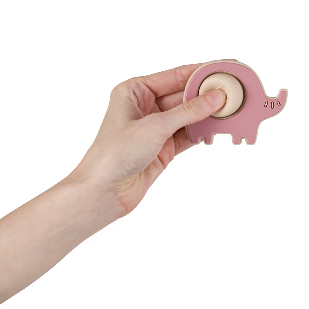 PETITE&MARS Hračka silikonová Elephant Edwin Dusty Rose 6m+