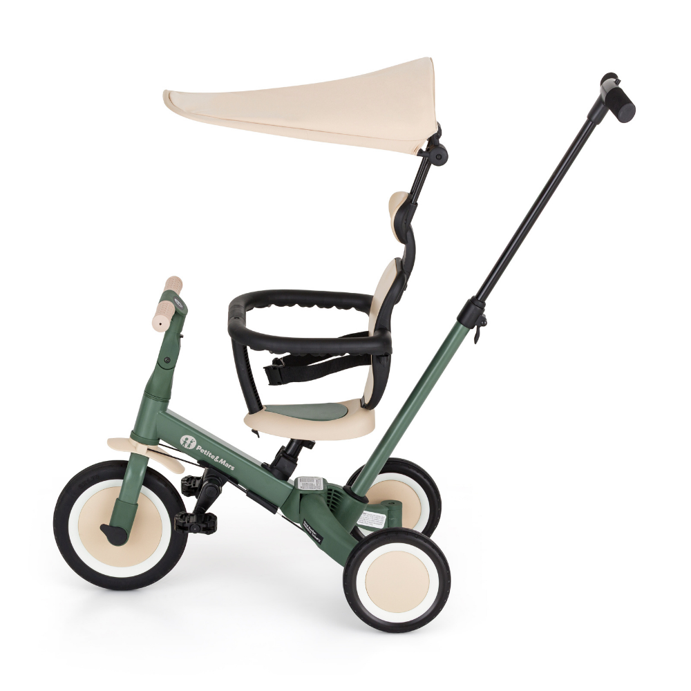 Petite&Mars Turbo Plus tricikli Misty Green színben, oldalnézetből