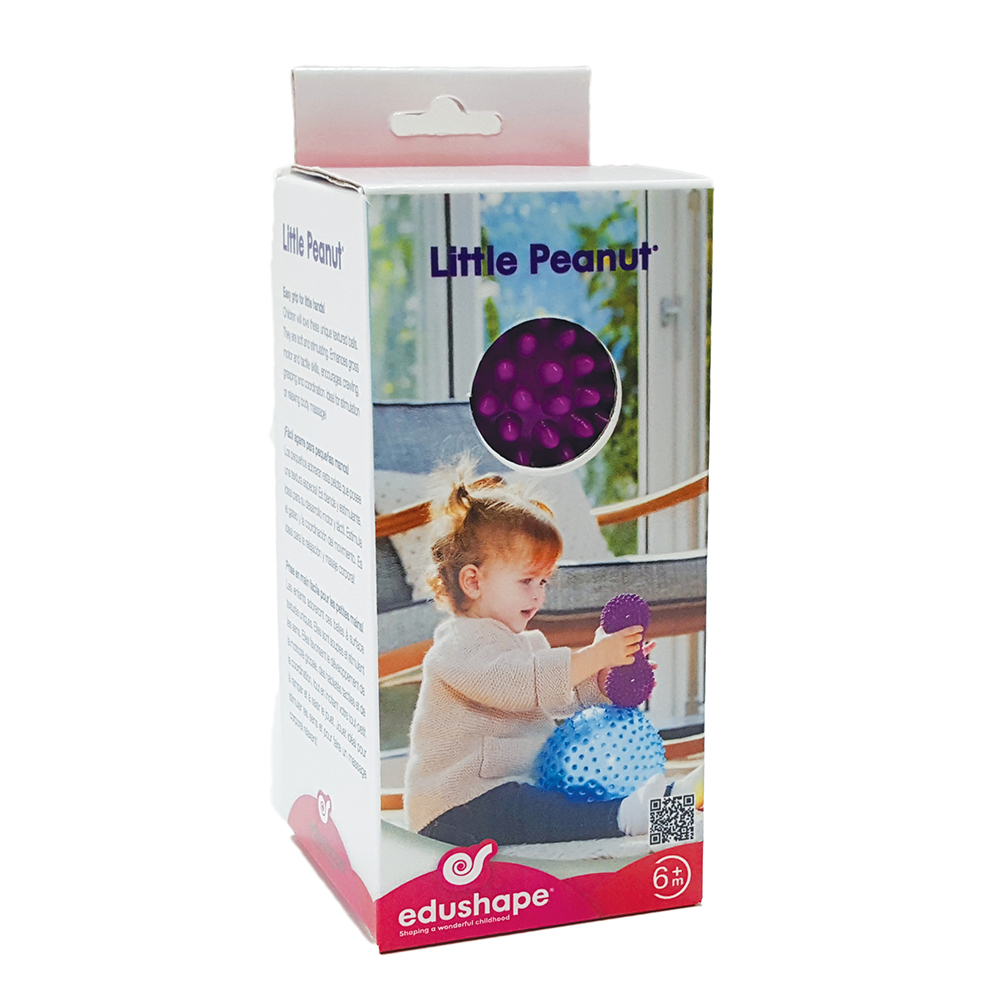 EDUSHAPE Loptička senzorická Peanut na rozvoj zručnosíi fialová 16x7,5cm 6m+