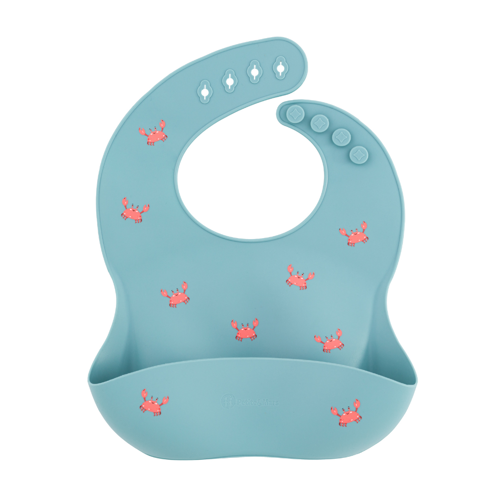 PETITE&MARS Podbradník silikónový Take&Match Sea Crabs 6m+