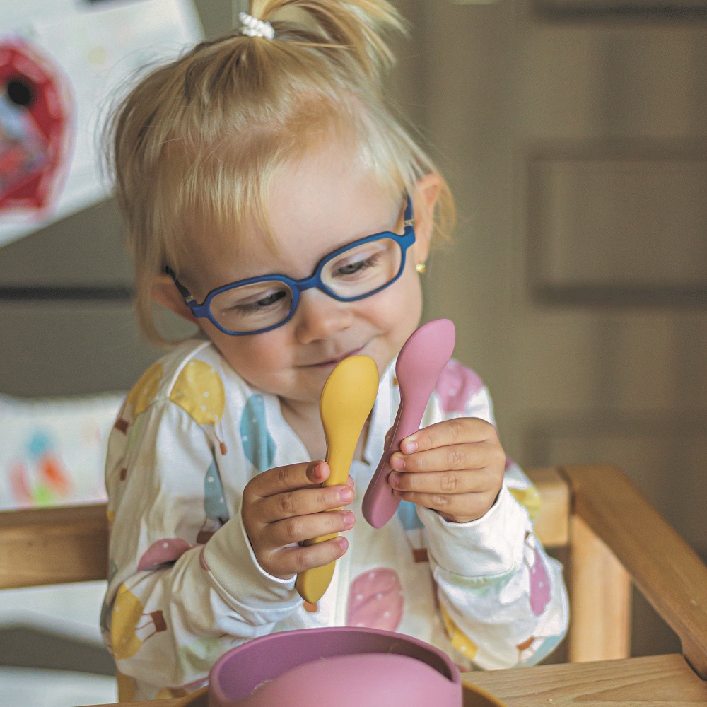 PETITE&MARS Příbor silikonový TAKE&MATCH Dusty Rose 6m+