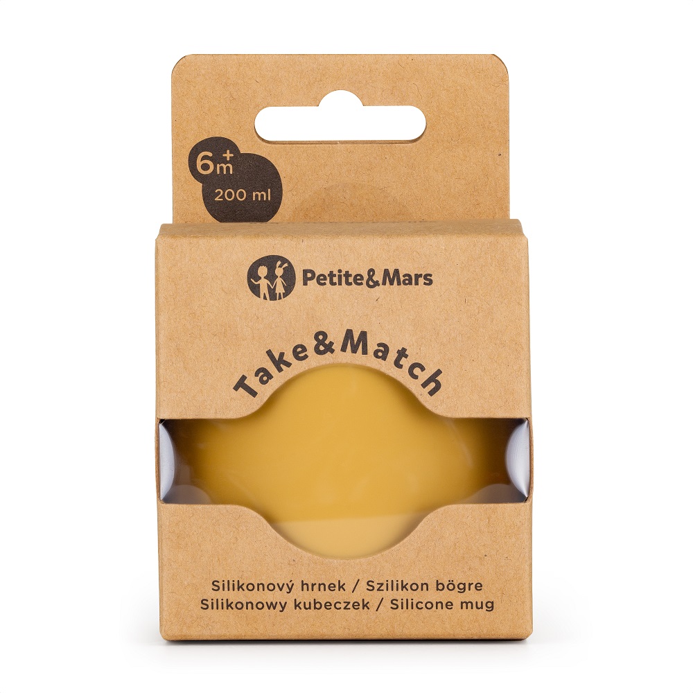 PETITE&MARS Hrnek silikonový Take&Match Intense Ochre 6m+