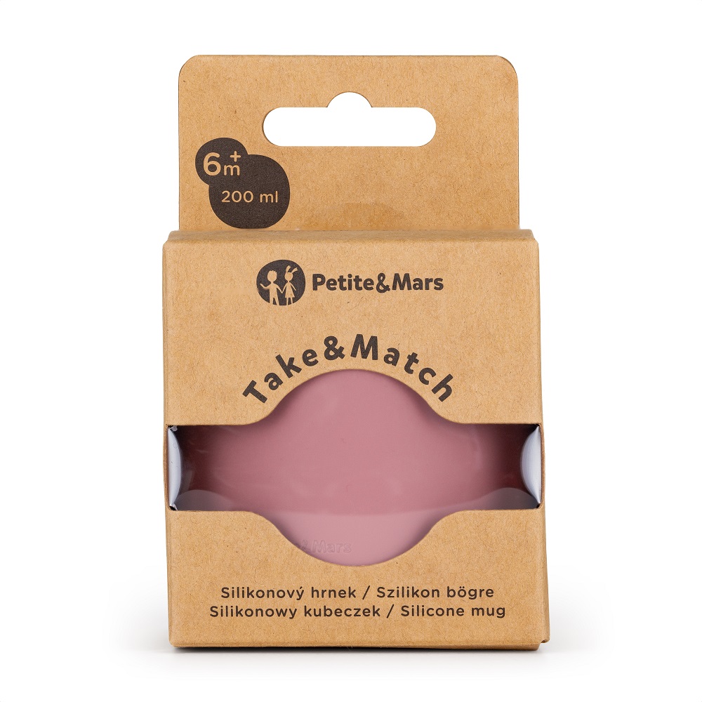 PETITE&MARS Hrnek silikonový Take&Match Dusty Rose 6m+