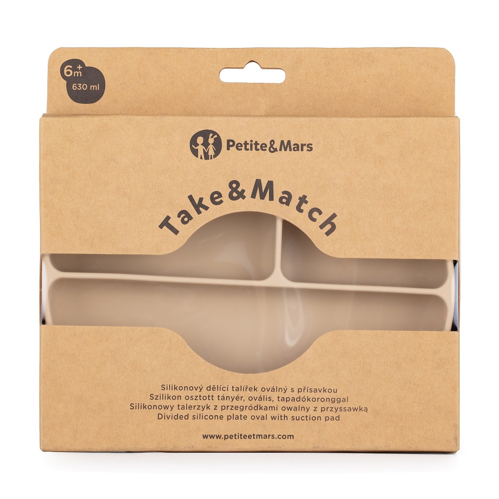 PETITE&MARS Talířek silikonový dělící oválný Take&Match Desert Sand 6m+