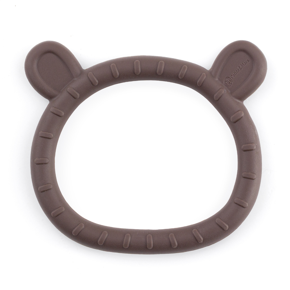 PETITE&MARS Hryzačka silikónová Teddy Bitter Cocoa 0m+