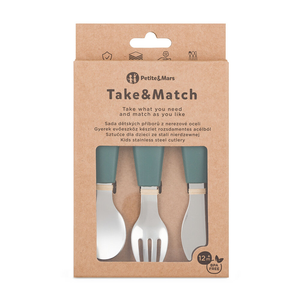 PETITE&MARS Take&Match evőeszközkészlet Misty Green színben, teljes készlet