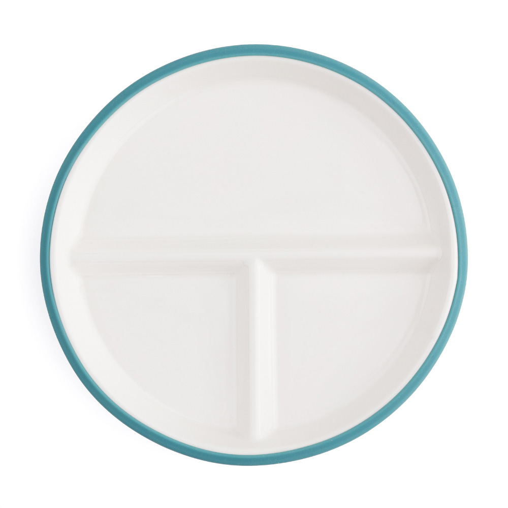 PETITE&MARS Tanier keramický so silikonovým obalom Teal Blue