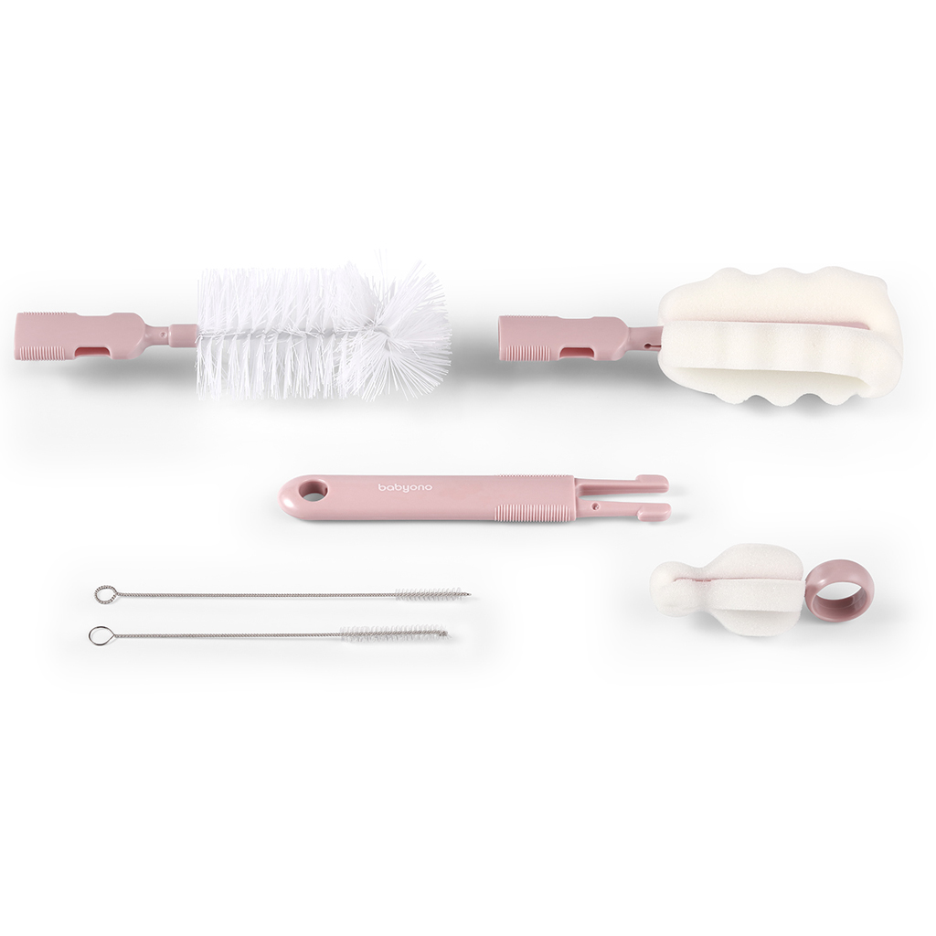 BABYONO Kefky na dojčenské fľaše a cumlíky s odnímateľnou rukoväťou Pink