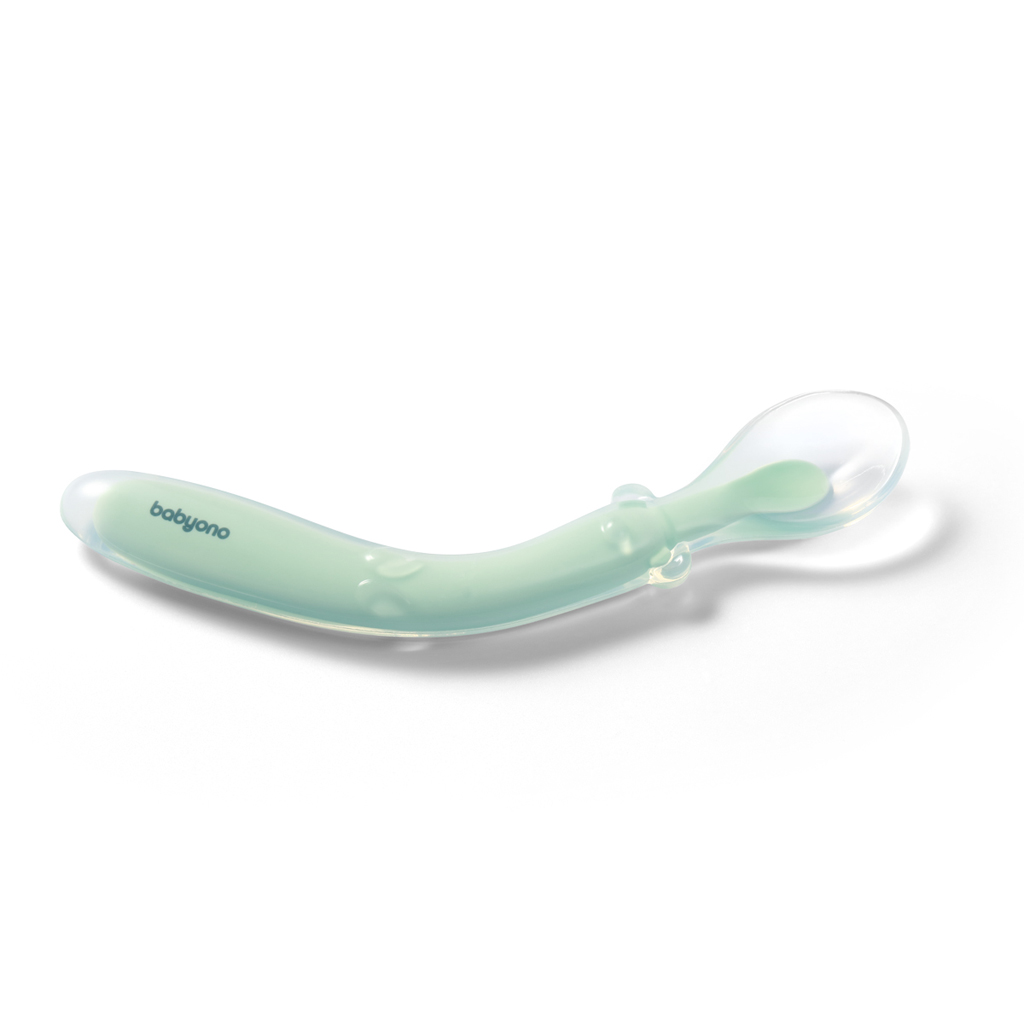BABYONO Lyžička silikónová Mint 6m+