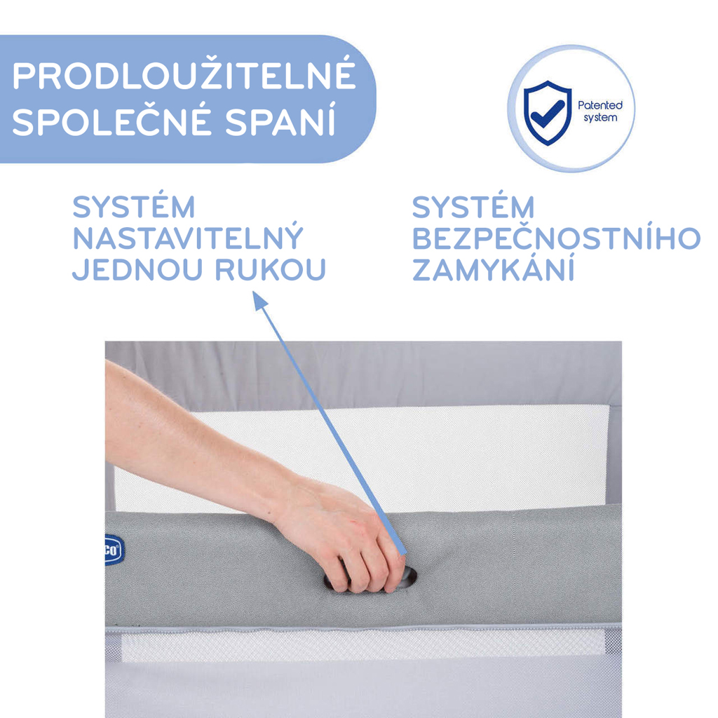 CHICCO Postieľka Next2Me Forever - Ash Grey