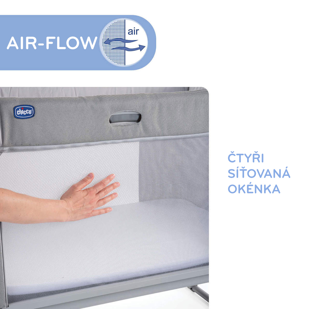 CHICCO Postieľka Next2Me Forever - Ash Grey