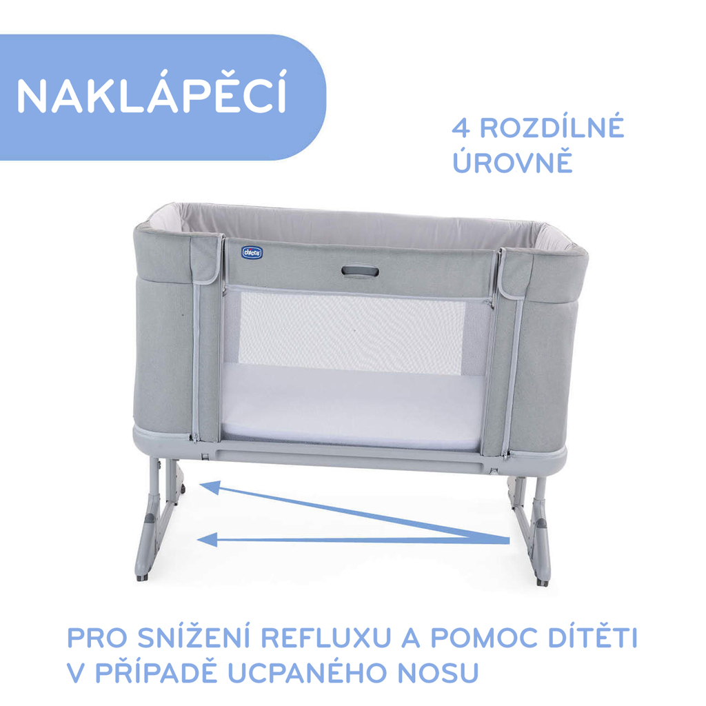 CHICCO Postieľka Next2Me Forever - Ash Grey