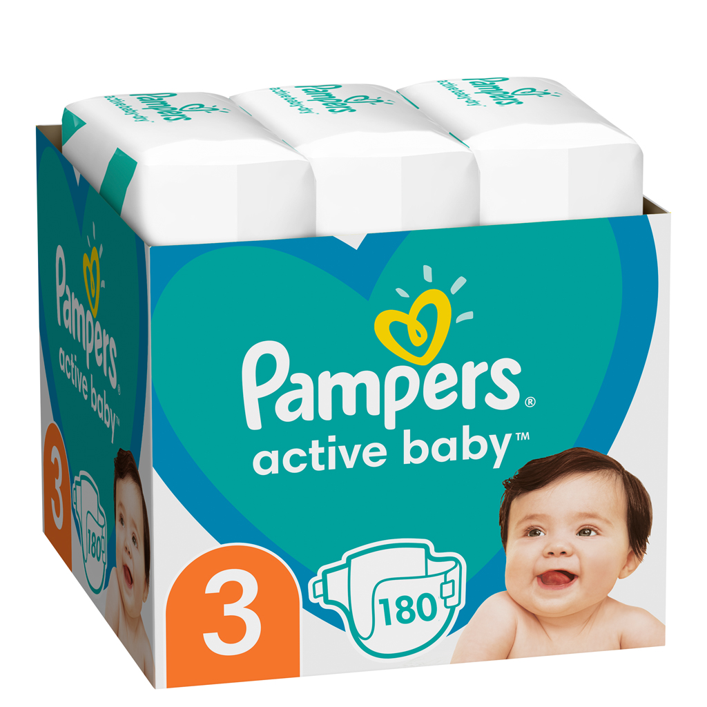 PAMPERS Active Baby plienky 3 (180 ks), 6-10 kg