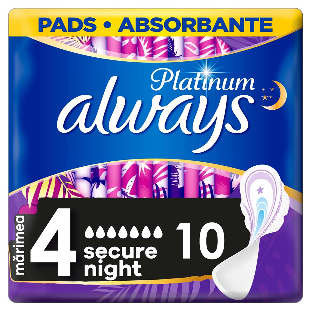 ALWAYS Platinum Secure Night Vložky hygienické 10 ks