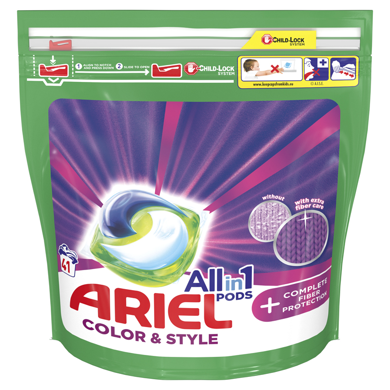ARIEL All-in-1 PODS Color&Style Complete Fiber Protection Kapsuly gélové na pranie, 41 praní