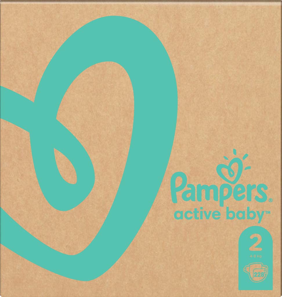 PAMPERS Active Baby Plienky jednorazové 2 (4-8 kg) 228 ks - MESAČNÁ ZÁSOBA