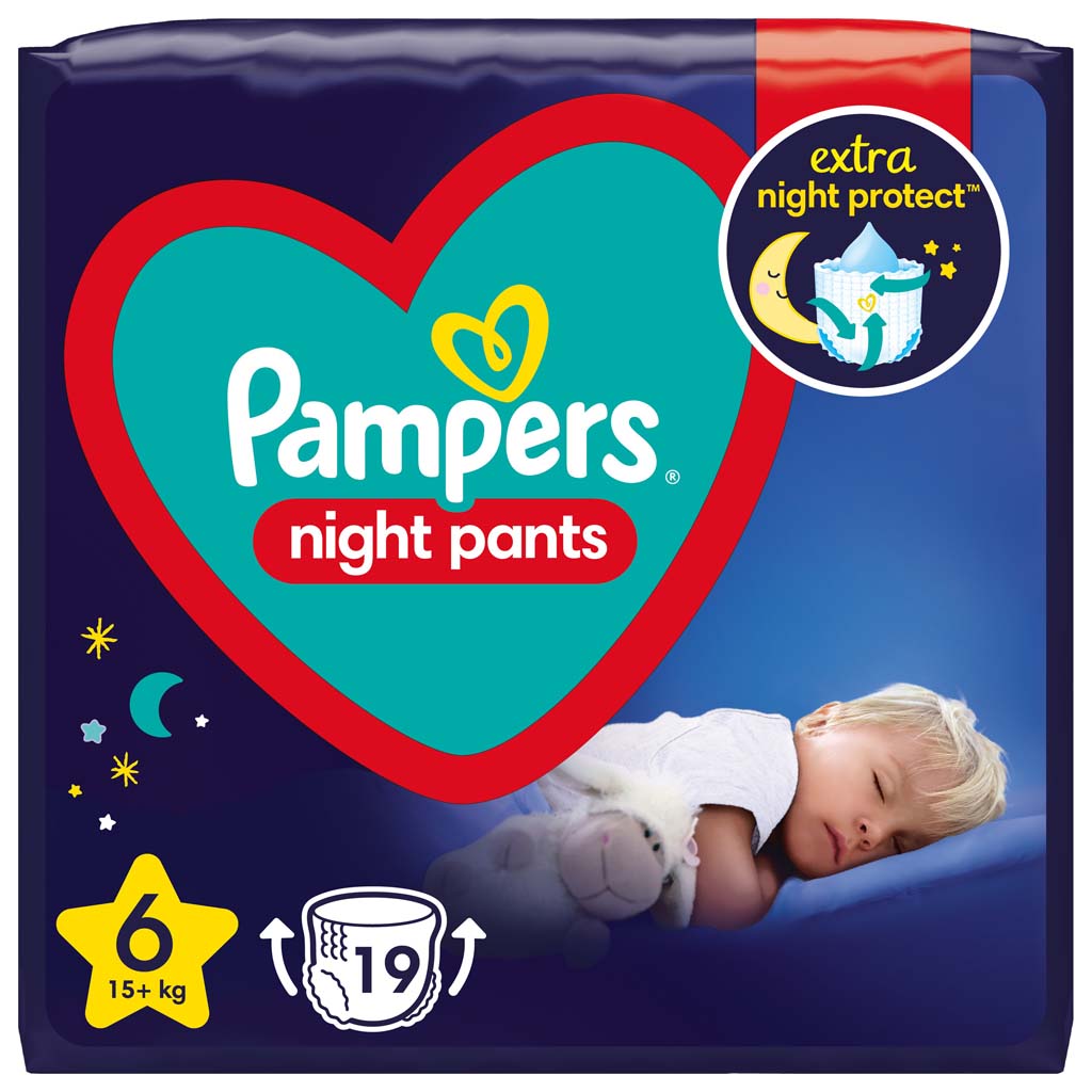 PAMPERS Night Pants Kalhotky plenkové vel. 6, 19 ks, 15 kg+