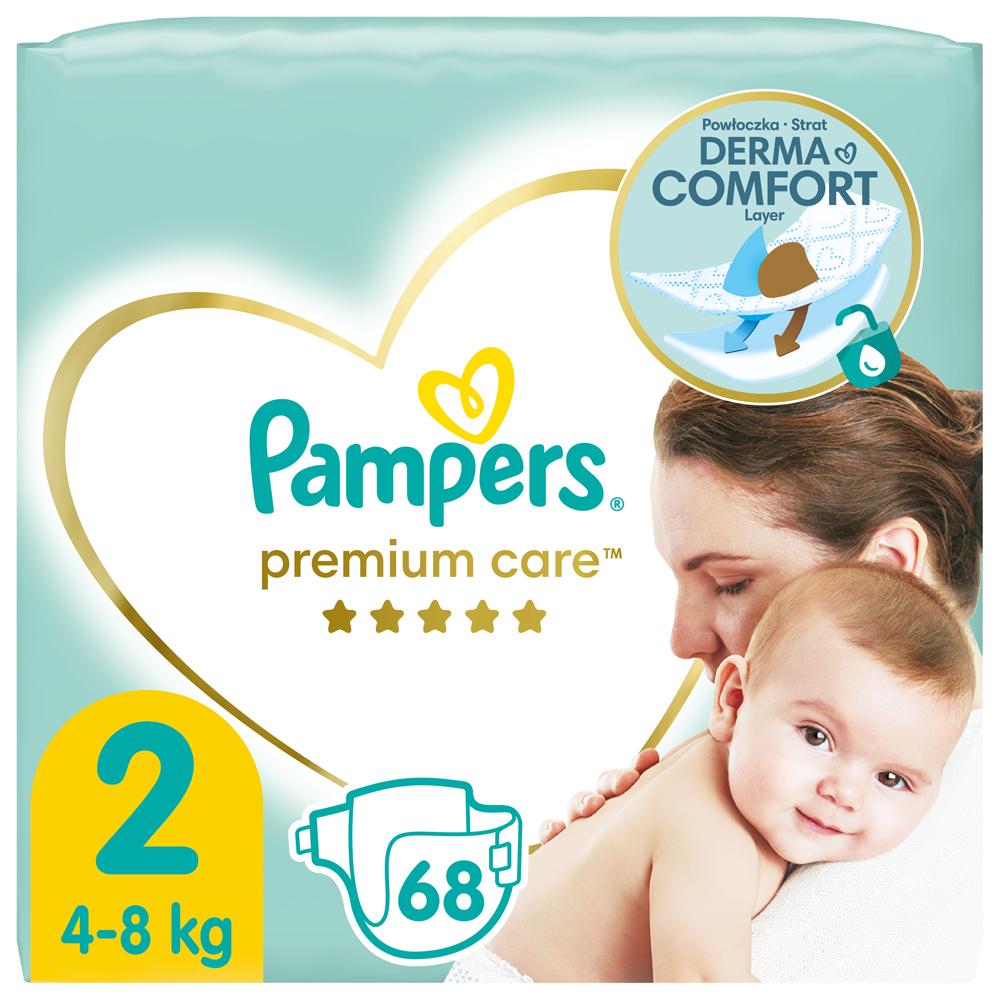 PAMPERS Balenie darčekové - Jednorázové plienky Premium Care 2 (4-8 kg), 136 ks + obrúsky ZDARMA