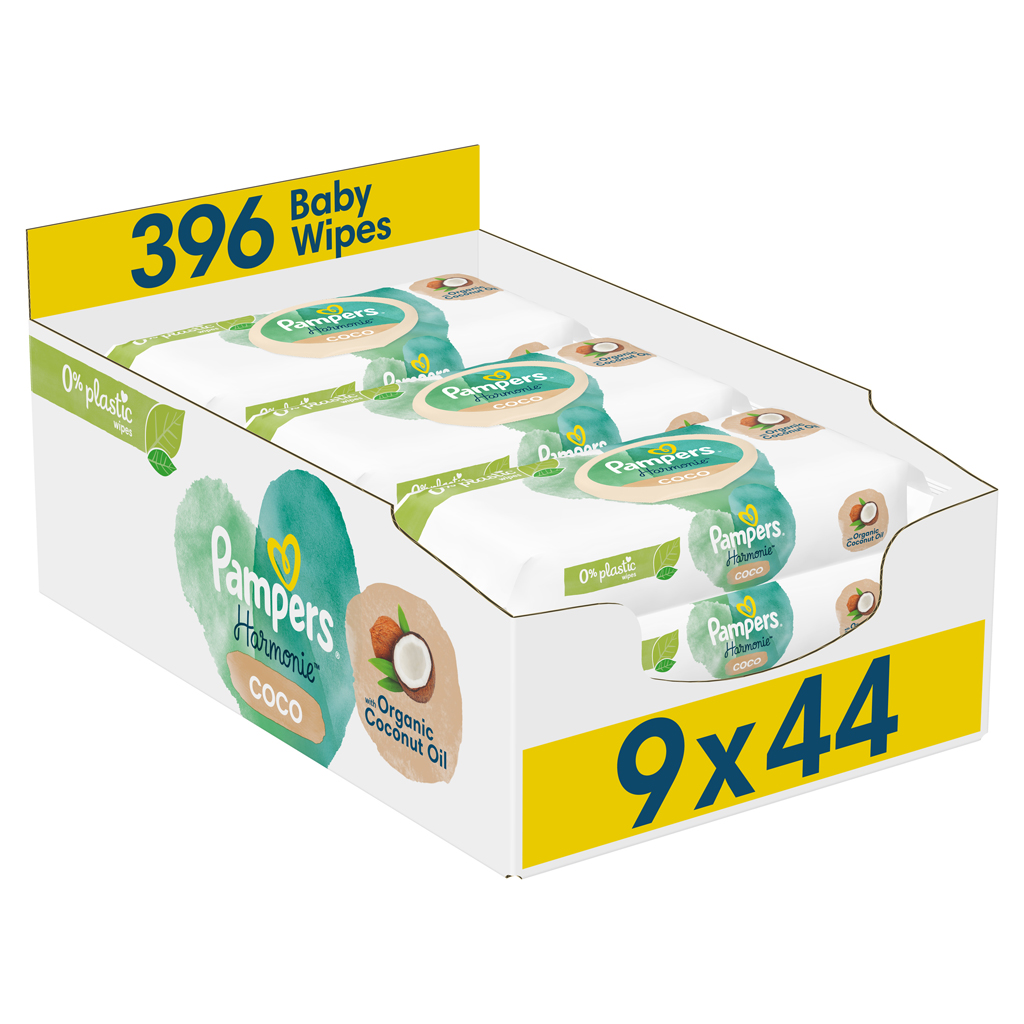 PAMPERS Obrúsky vlhčené Harmonie Coconut Plastic Free 9x44 ks