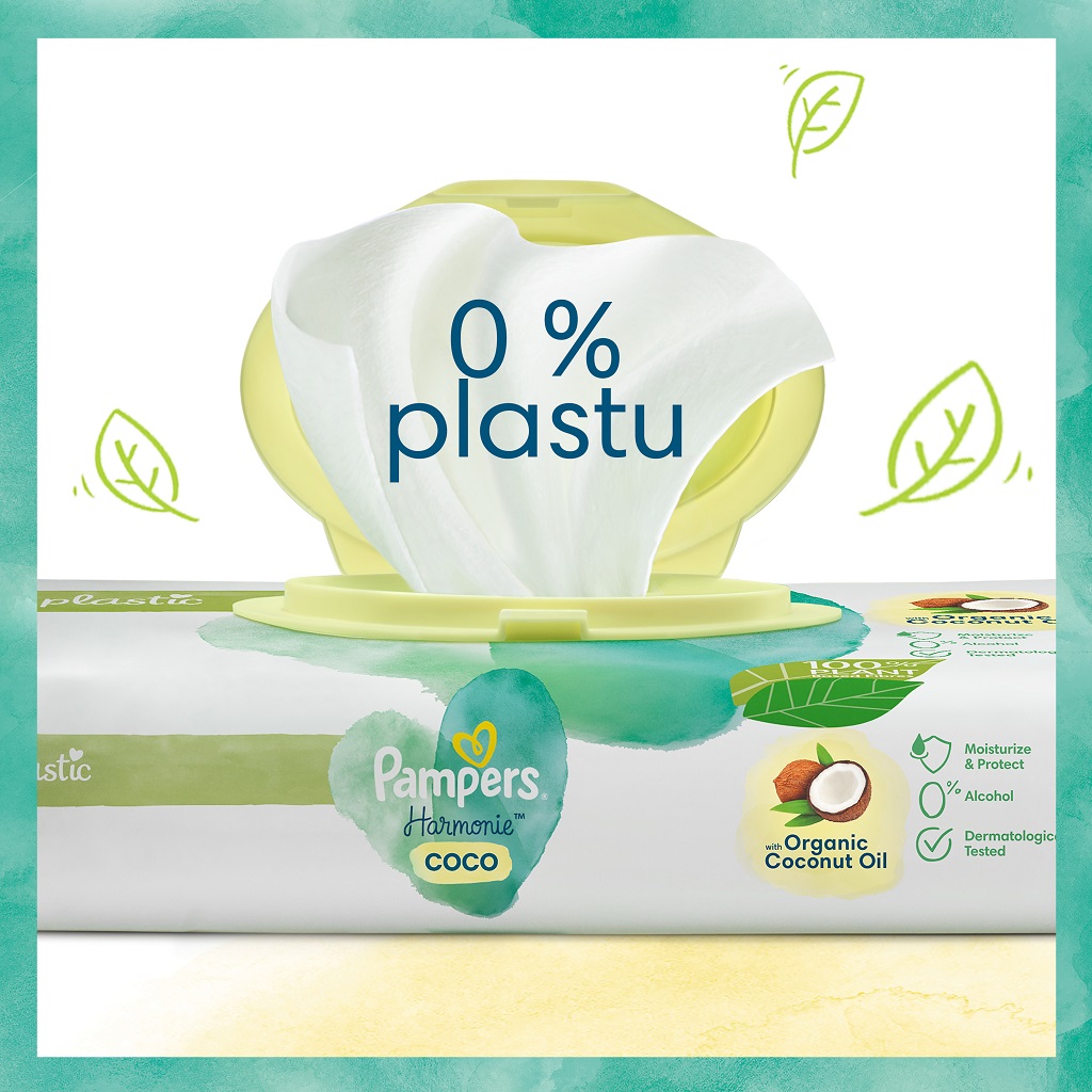 PAMPERS Obrúsky vlhčené Harmonie Coconut Plastic Free 9x44 ks