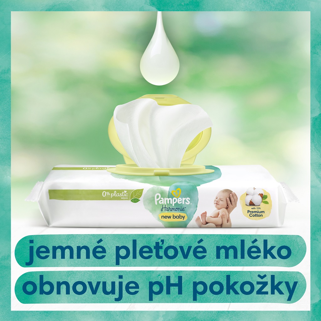 PAMPERS Obrúsky vlhčené Harmonie New Baby Plastic Free 24x46 ks
