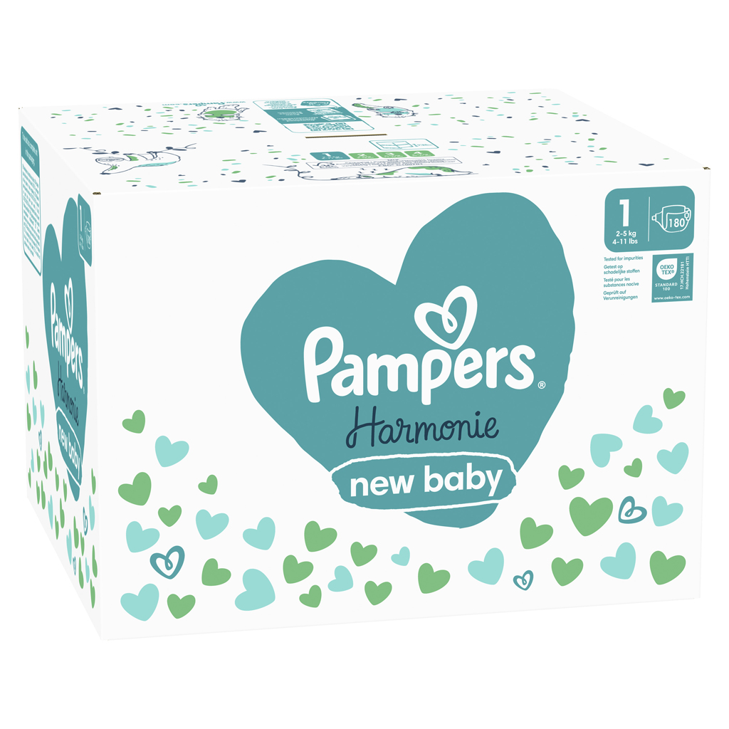 PAMPERS Plienky jednorázové Harmonie Baby veľ. 1, 180 ks, 2kg-5kg