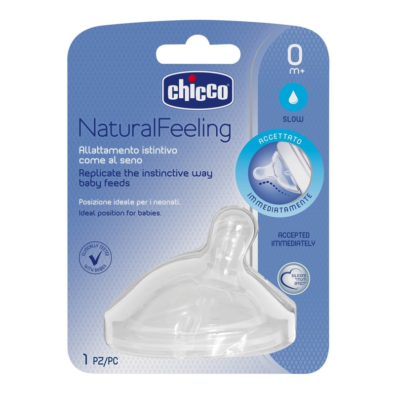 CHICCO Cumlík na fľašu Natural Feeling silikón normálny prietok 0m+ 1 ks
