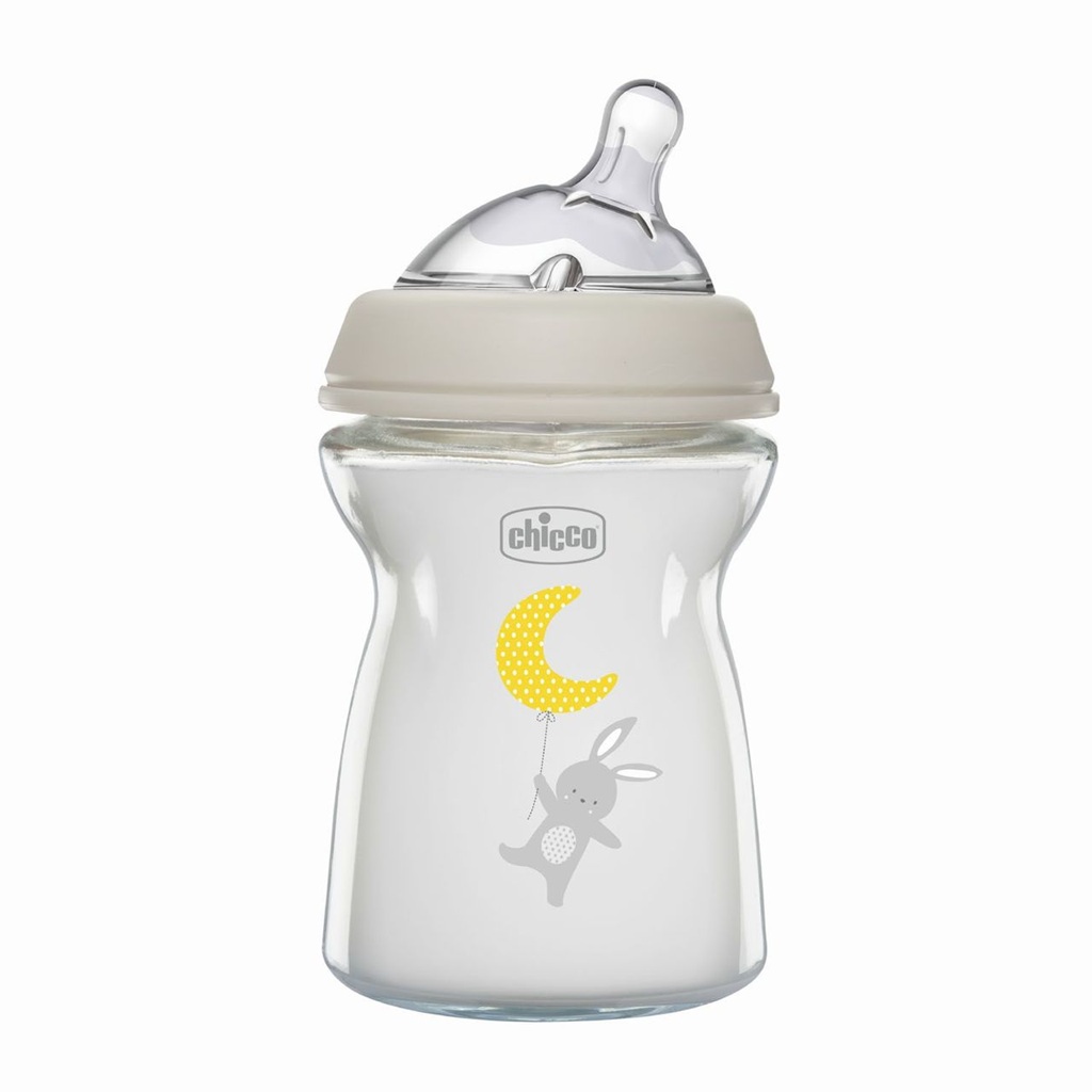 CHICCO Láhev kojenecká antikolik sklo Natural Feeling 250 ml neutral 0m+
