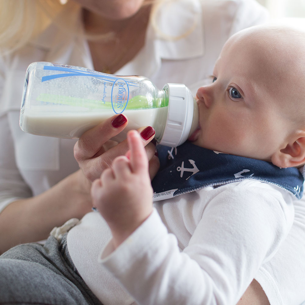 DR.BROWN’S Fľaša dojčenská sklo 270ml +Cumlíky náhradné na fľašu level-2 2ks +Kefa na fľaše modrá