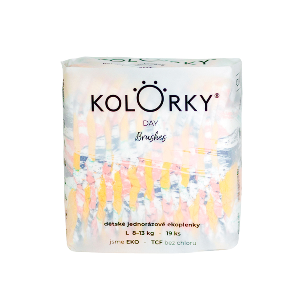 KOLORKY DAY Plienky jednorazové eko, štetec L (8-13 kg) 19 ks