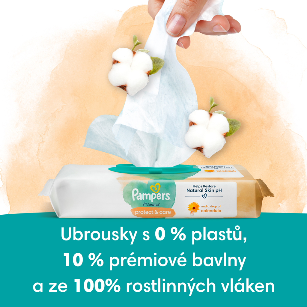 PAMPERS Obrúsky čistiace Harmonie Protect & Care 4 balenie = 176 obrúskov