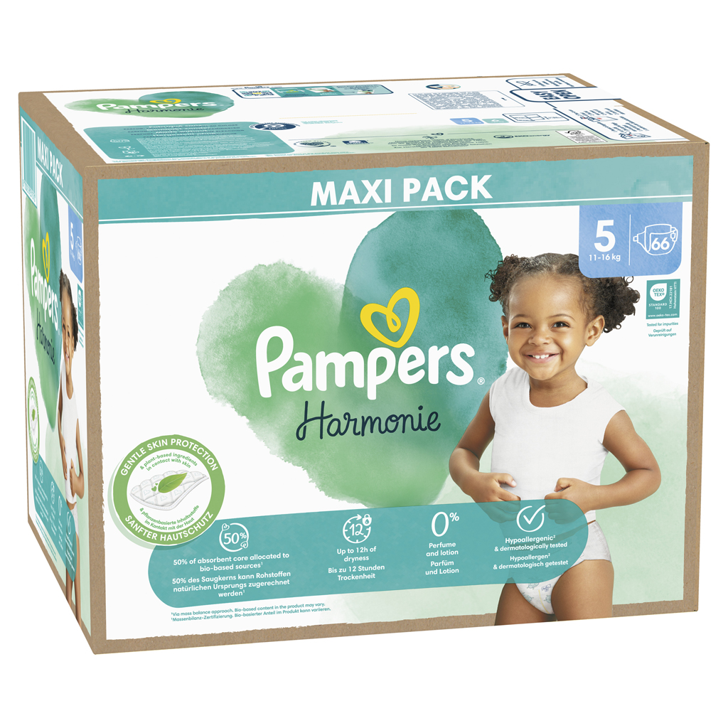 PAMPERS Plienky jednorázové Harmonie Baby veľ. 5, 66 ks, 11kg-16kg