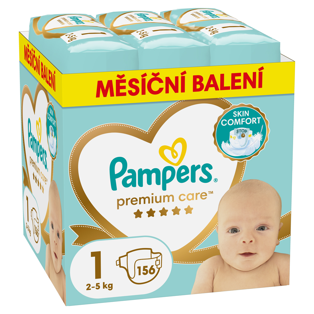 PAMPERS Plienky jednorázové Premium Care veľ. 1, 156 ks, 2kg-5kg