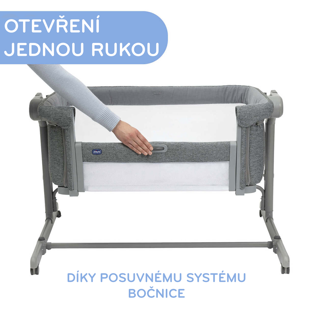 CHICCO Postieľka Next2Me Magic Evo - Grey Mist