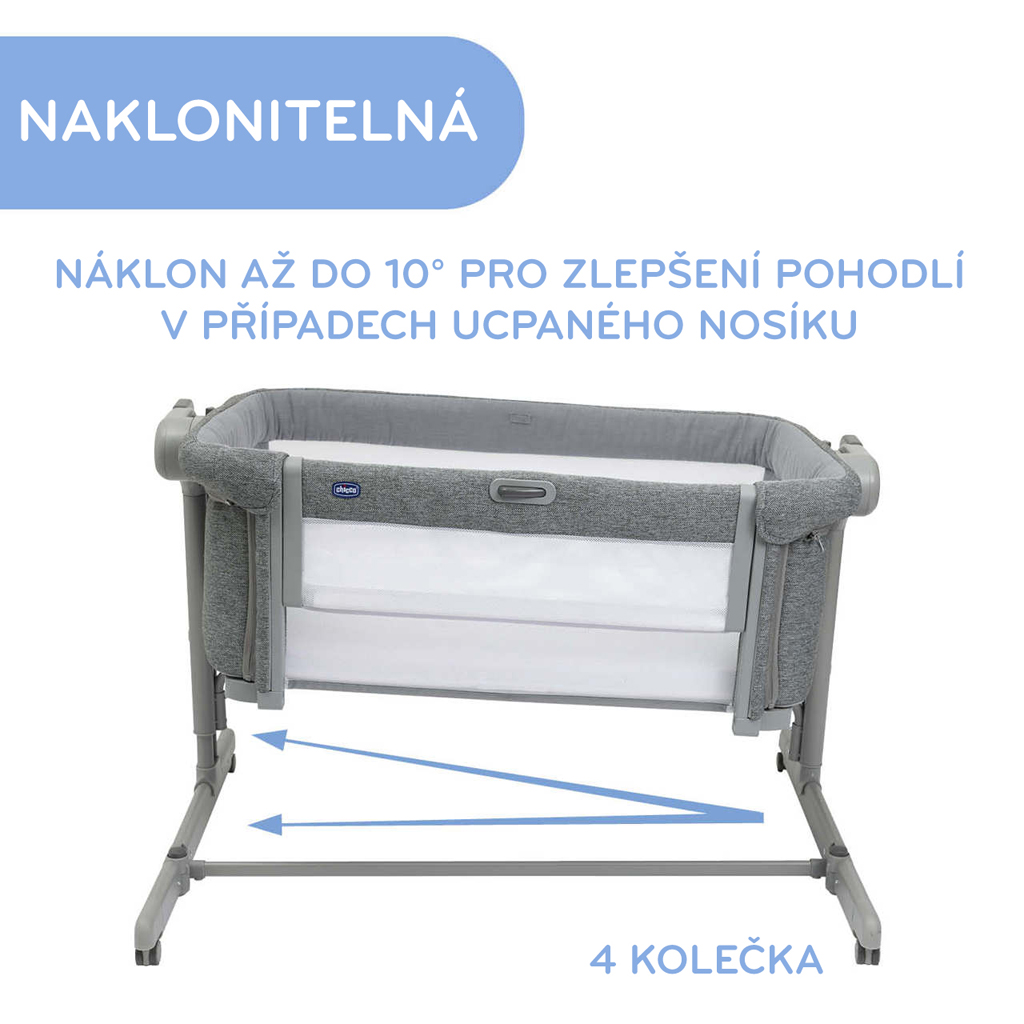 CHICCO Postieľka Next2Me Magic Evo - Grey Mist