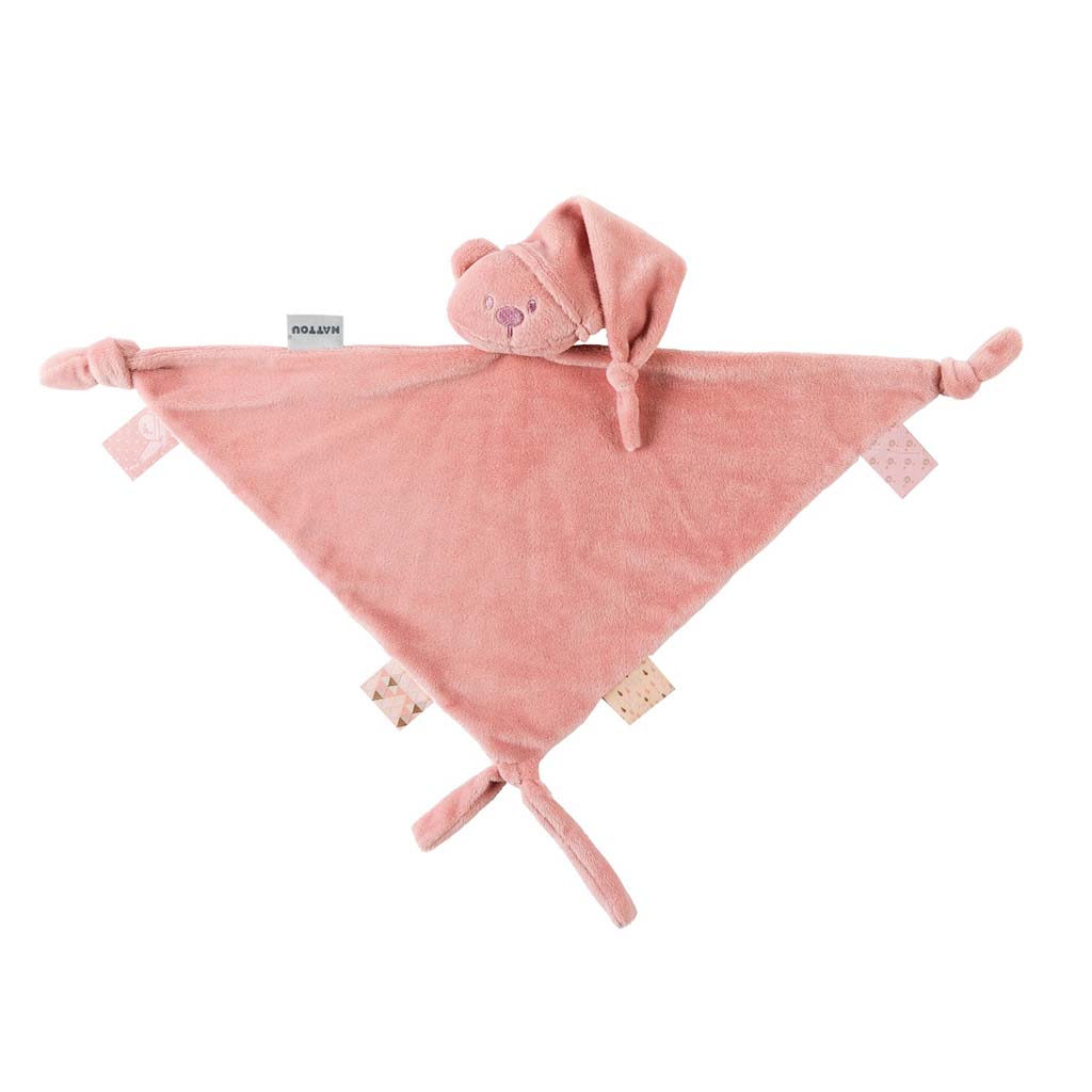 NATTOU Maxi maznáčik medvedík Lapidou 100% recycled old pink 65cmx40cm,  V002463