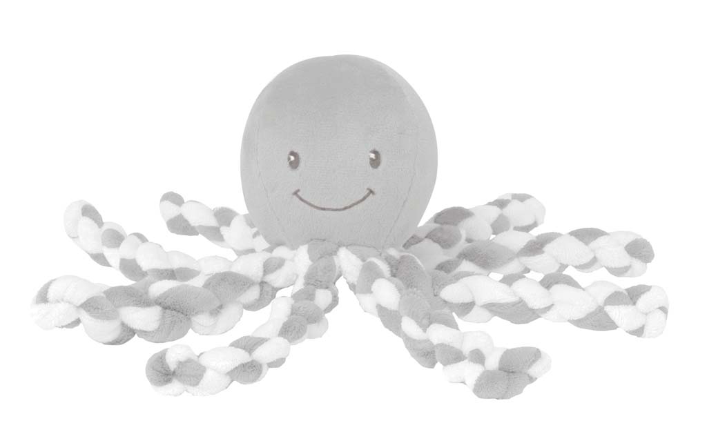 NATTOU Prvá hračka pre bábätka chobotnička PIU PIU Lapidou grey-white 0m+