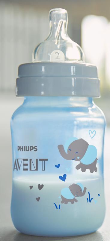 Philips AVENT Fľaša 260 ml Antikolik modrá, slon