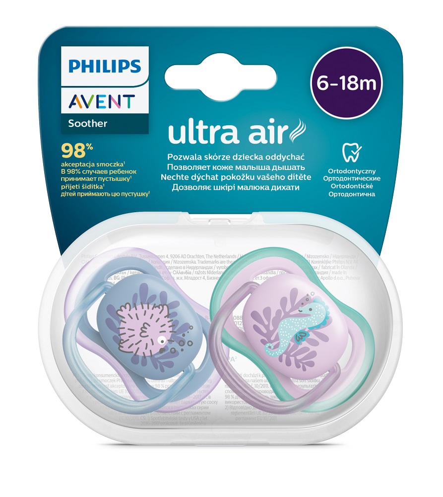 Philips AVENT Cumlík Ultra air obrázok 6-18m dievča (more) 2ks