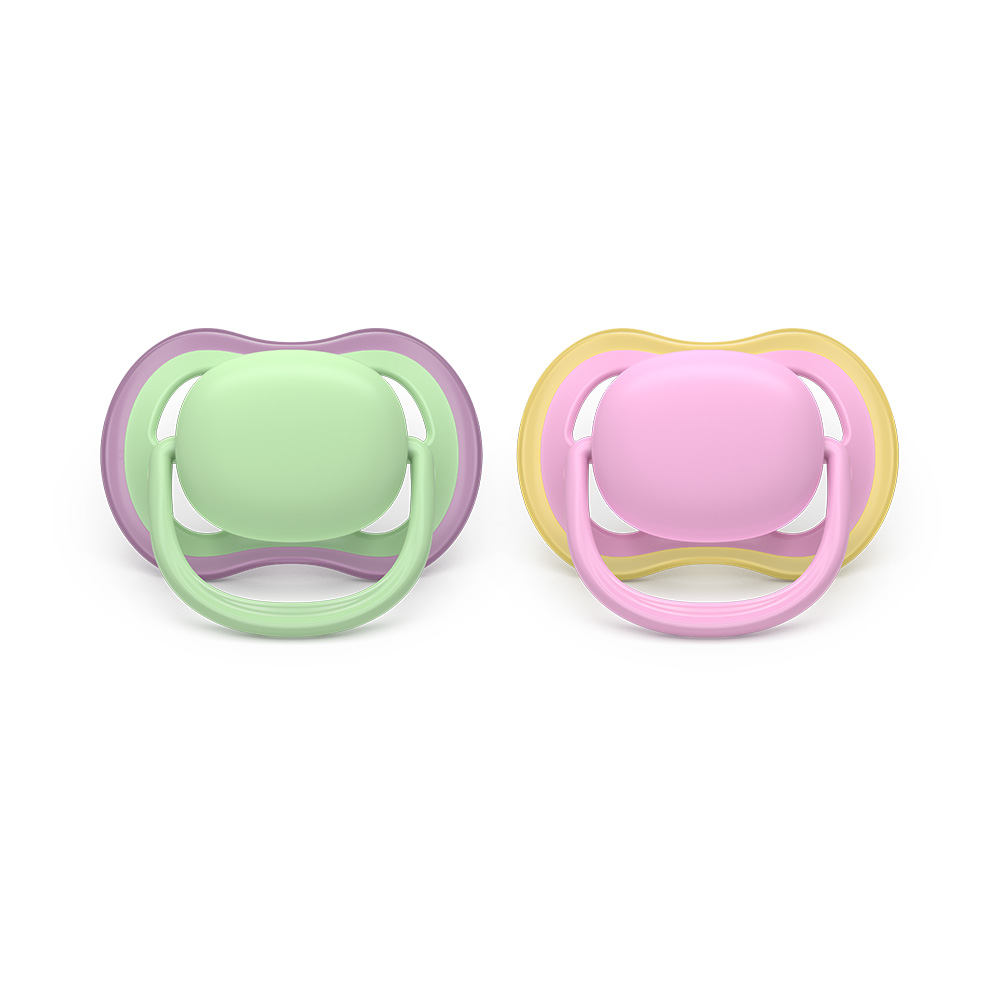 Philips AVENT Šidítko Ultra air růžová/zelená 6-18m dívka, 2ks