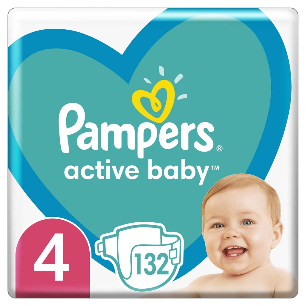 PAMPERS Active Baby Pleny jednorázové 4 (9-14 kg) 132 ks