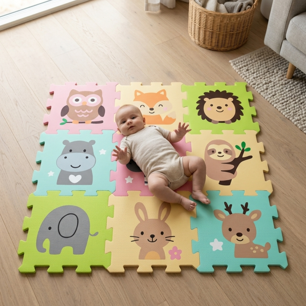 PETITE&MARS Podlahové skladacie puzzle Nexli 6 ks, Safari Friends