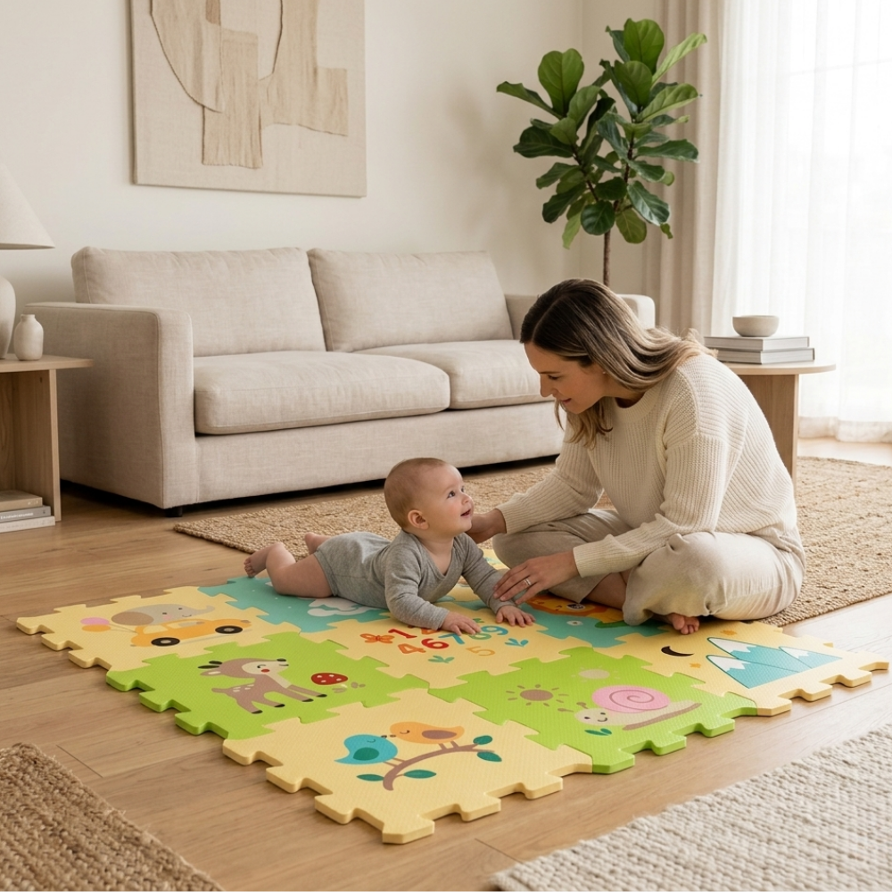 PETITE&MARS Podlahové skladacie puzzle Nexli 6 ks, Forest Friends