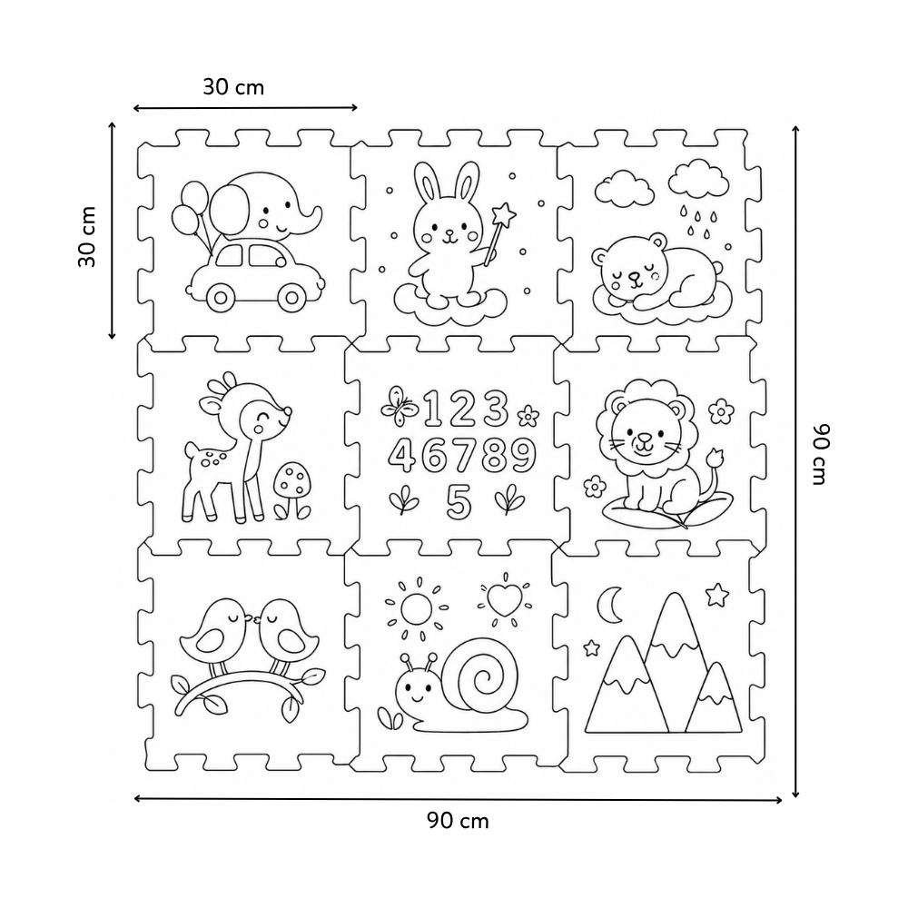 PETITE&MARS Podlahové skladacie puzzle Nexli 6 ks, Forest Friends
