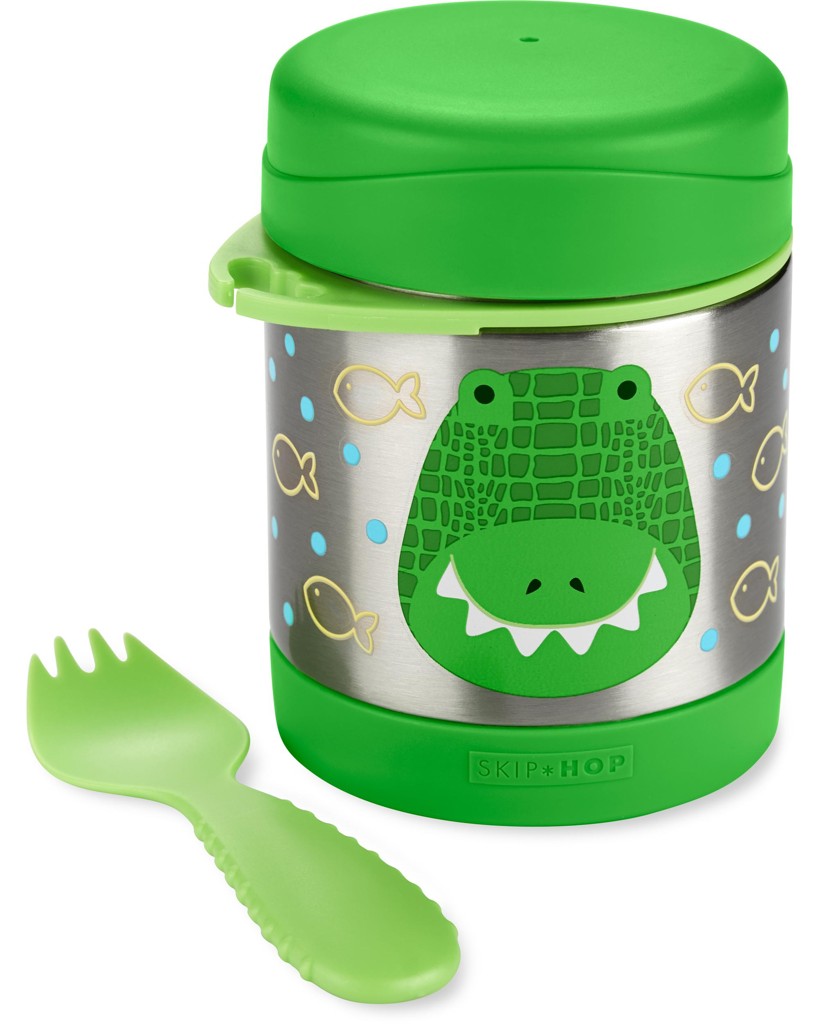 SKIP HOP Zoo Termoska na jedlo s lyžičko/vidličkou Krokodíl 325 ml, 3r+