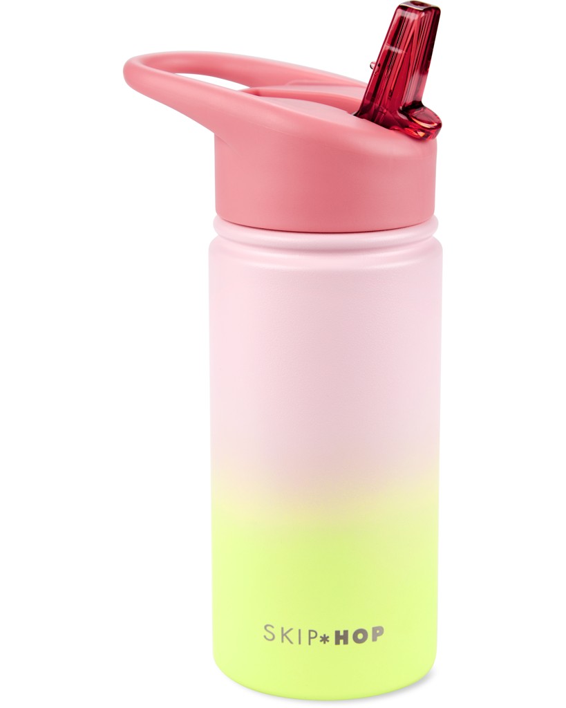 SKIP HOP Láhev s brčkem nerezová Wander - ombré pink, 450ml