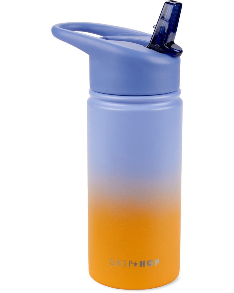 SKIP HOP Láhev s brčkem nerezová Wander - ombré blue, 450ml